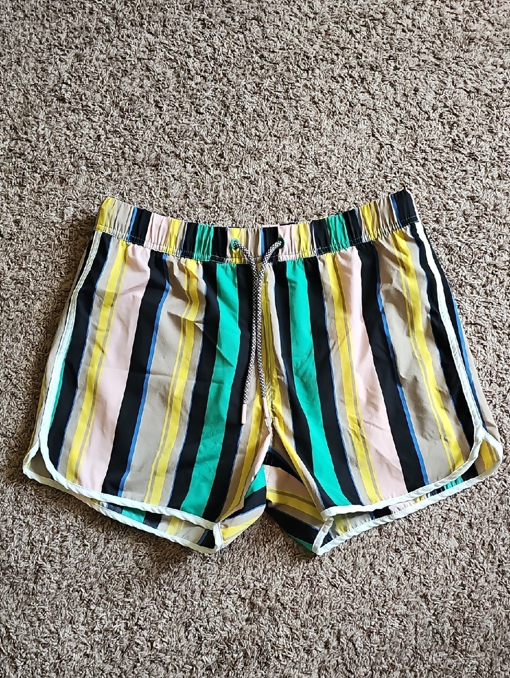 Forever 21 Multicolor Striped Drawstring Swim Trunks
